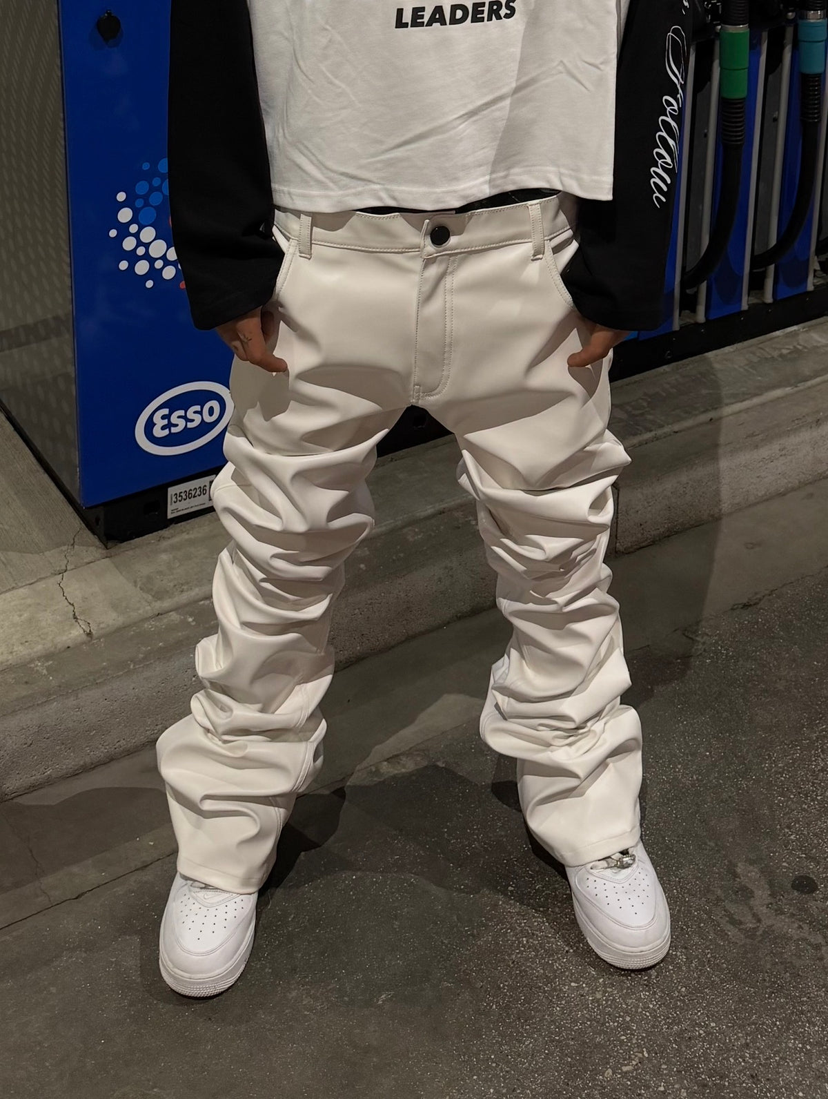 STACKED LEATHER WHITE