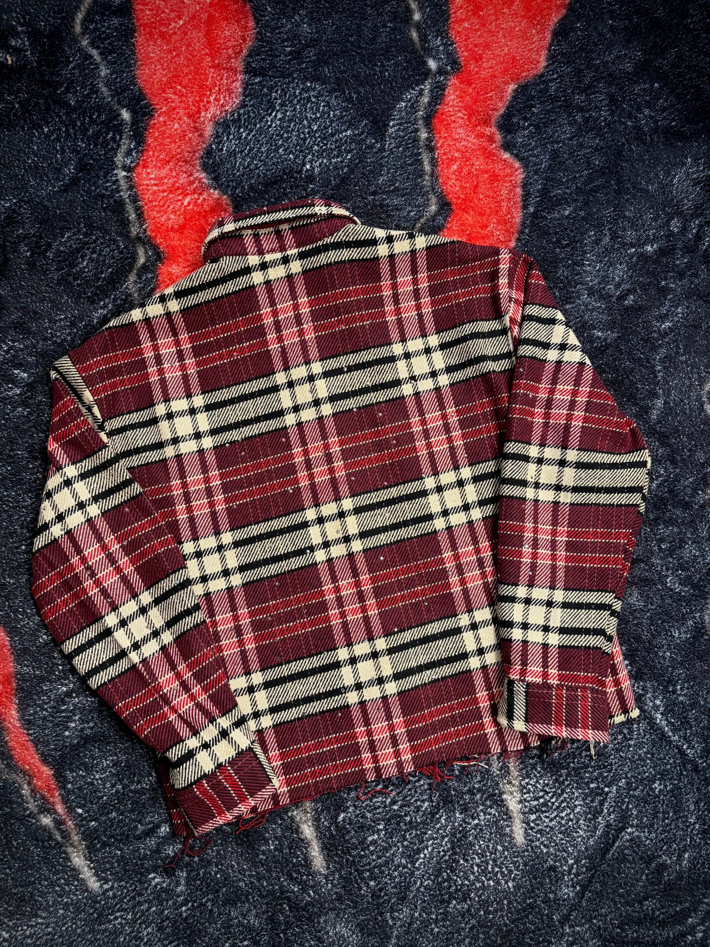 CHECKERED FLUFFY LONG BORDÓ VVS