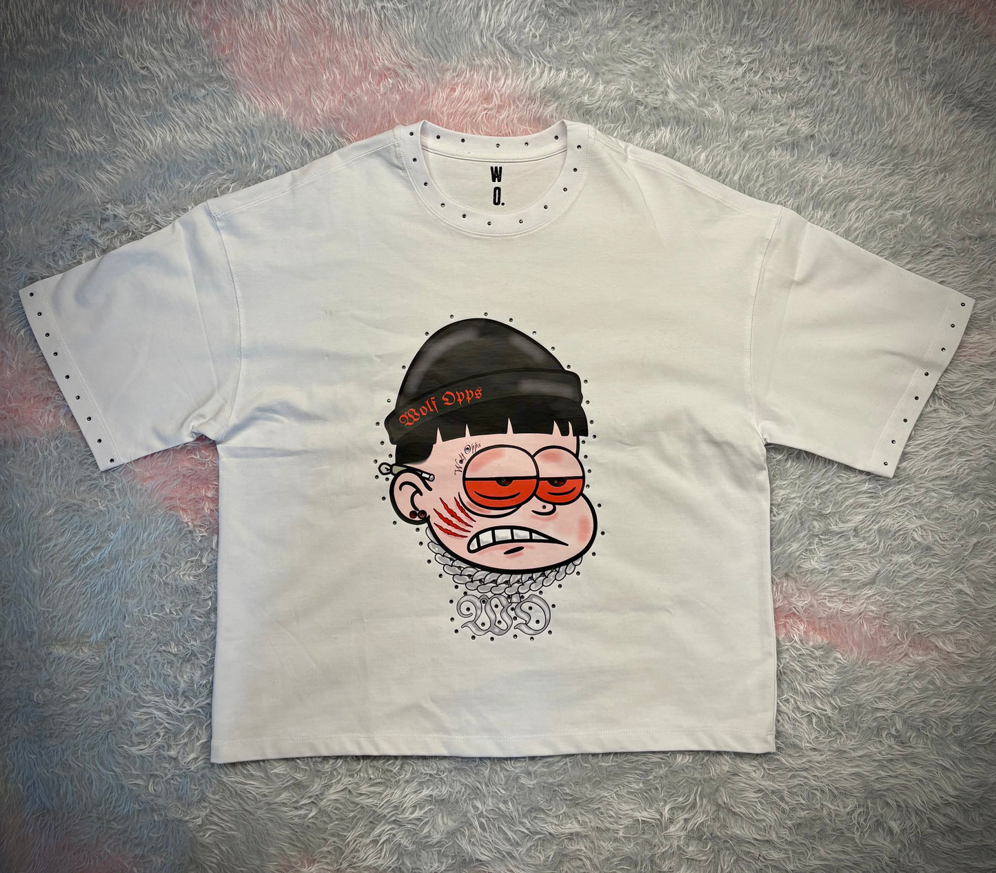 TEE CROPPED BUSY WHITE