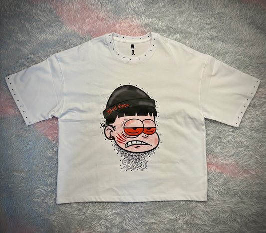 TEE CROPPED BUSY WHITE