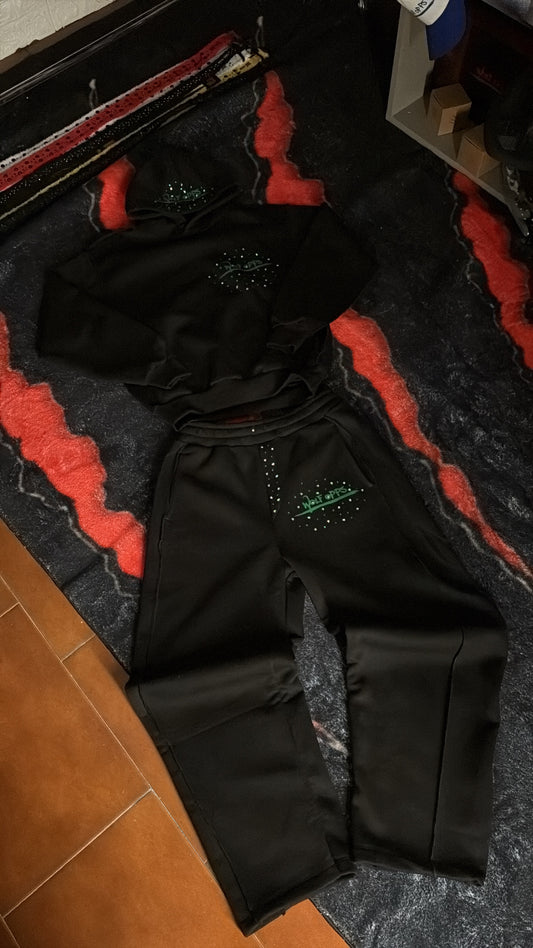 TRACKSUIT BLACK&GREEN VELLUTO