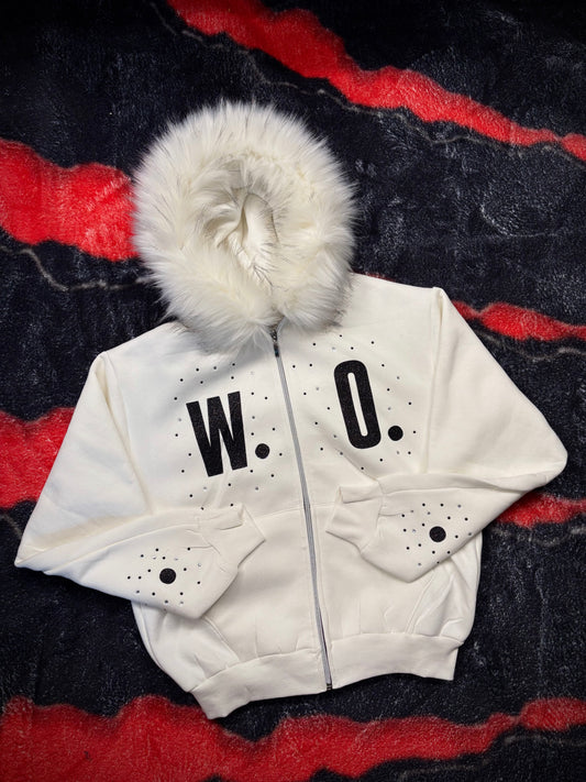 FUR HOODIE WHITE WOLF