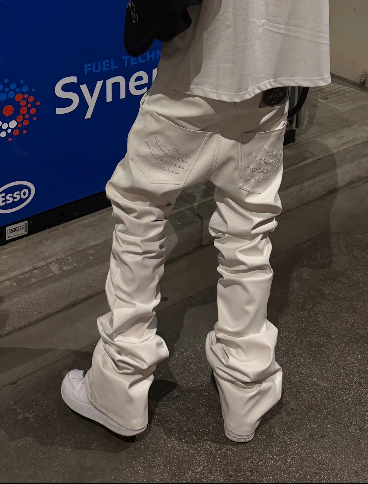 STACKED LEATHER WHITE