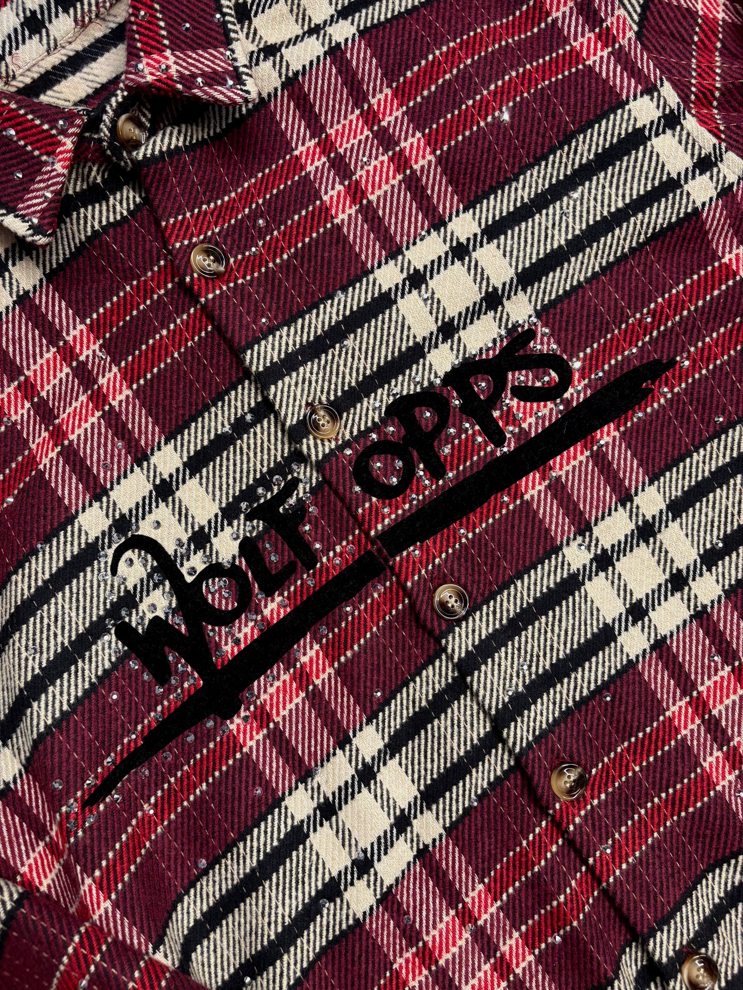 CHECKERED FLUFFY LONG BORDÓ VVS