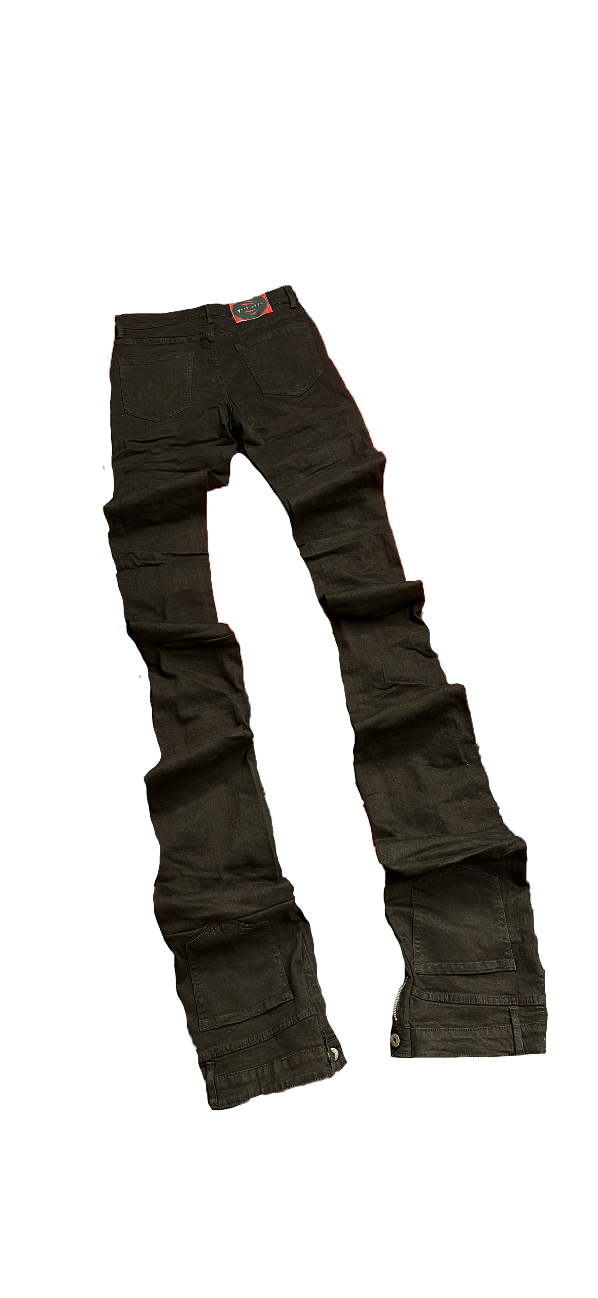 STACKED BLACK DENIM REVERSE DISTRESS
