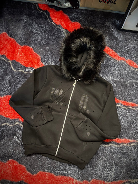 FUR HOODIE BLACK WOLF