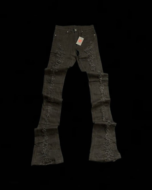 STACKED BLACK DENIM DISTRESS