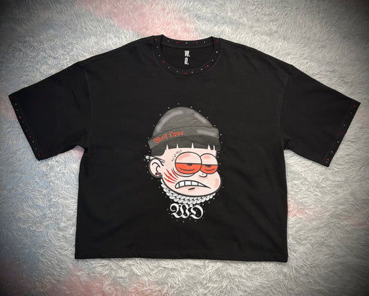 TEE CROPPED BUSY BLACK